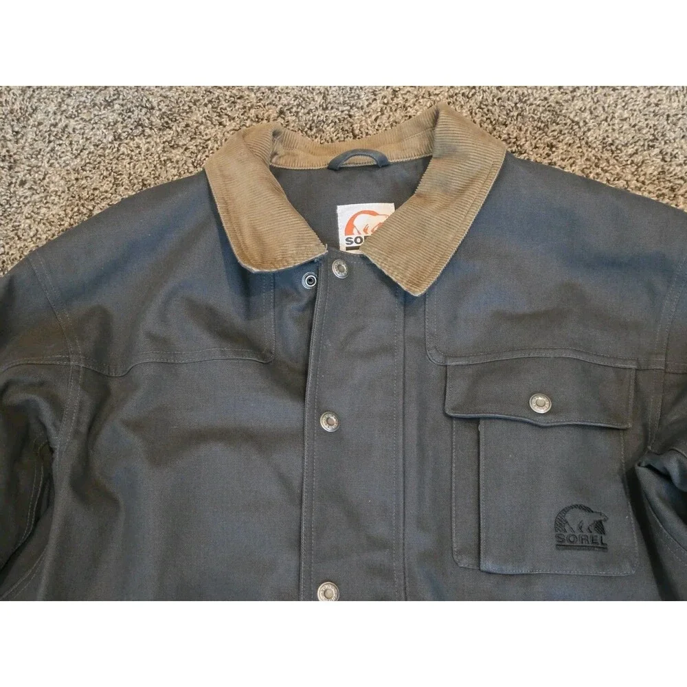 Sorel Chore Barn Coat Mens LARGE Thinsulate Lining Corduroy Collar Hunter Green